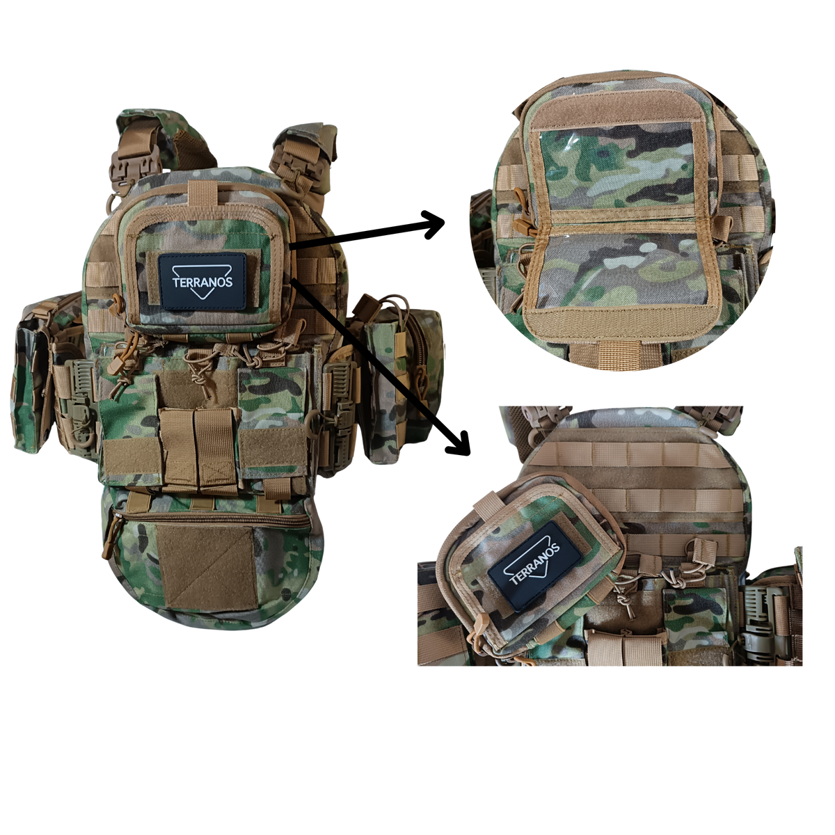 Kamizelka taktyczna treningowa z odpinanymi kieszeniami multicam MOLLE Nylon TERRANOS RAPTOR VAULT