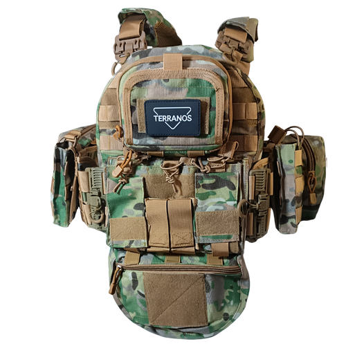 Kamizelka taktyczna treningowa z odpinanymi kieszeniami multicam MOLLE Nylon TERRANOS RAPTOR VAULT