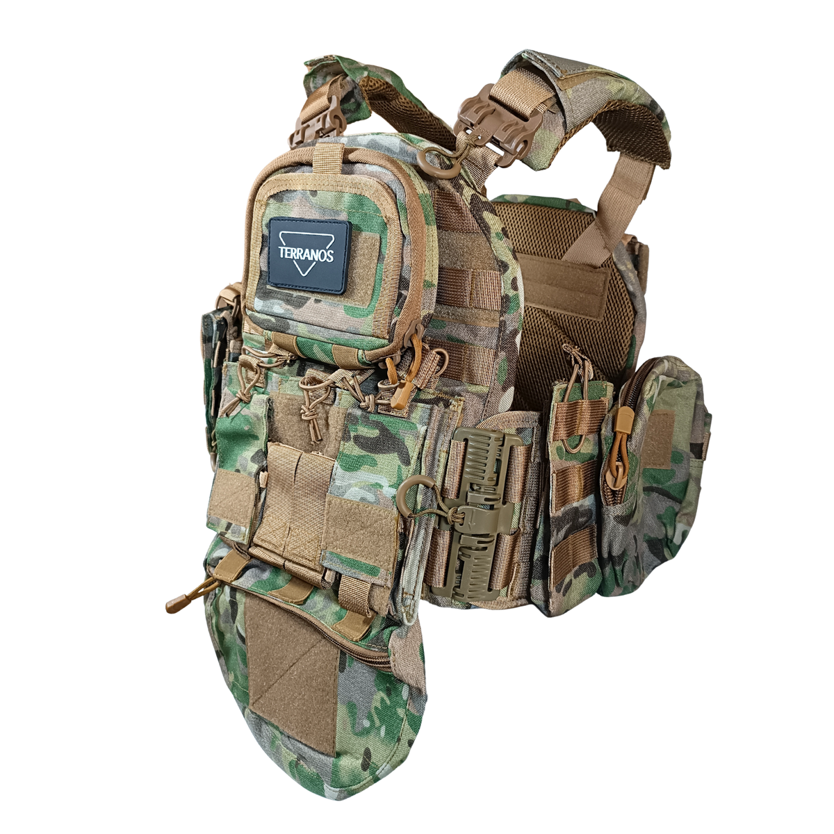 Kamizelka taktyczna treningowa z odpinanymi kieszeniami multicam MOLLE Nylon TERRANOS RAPTOR VAULT