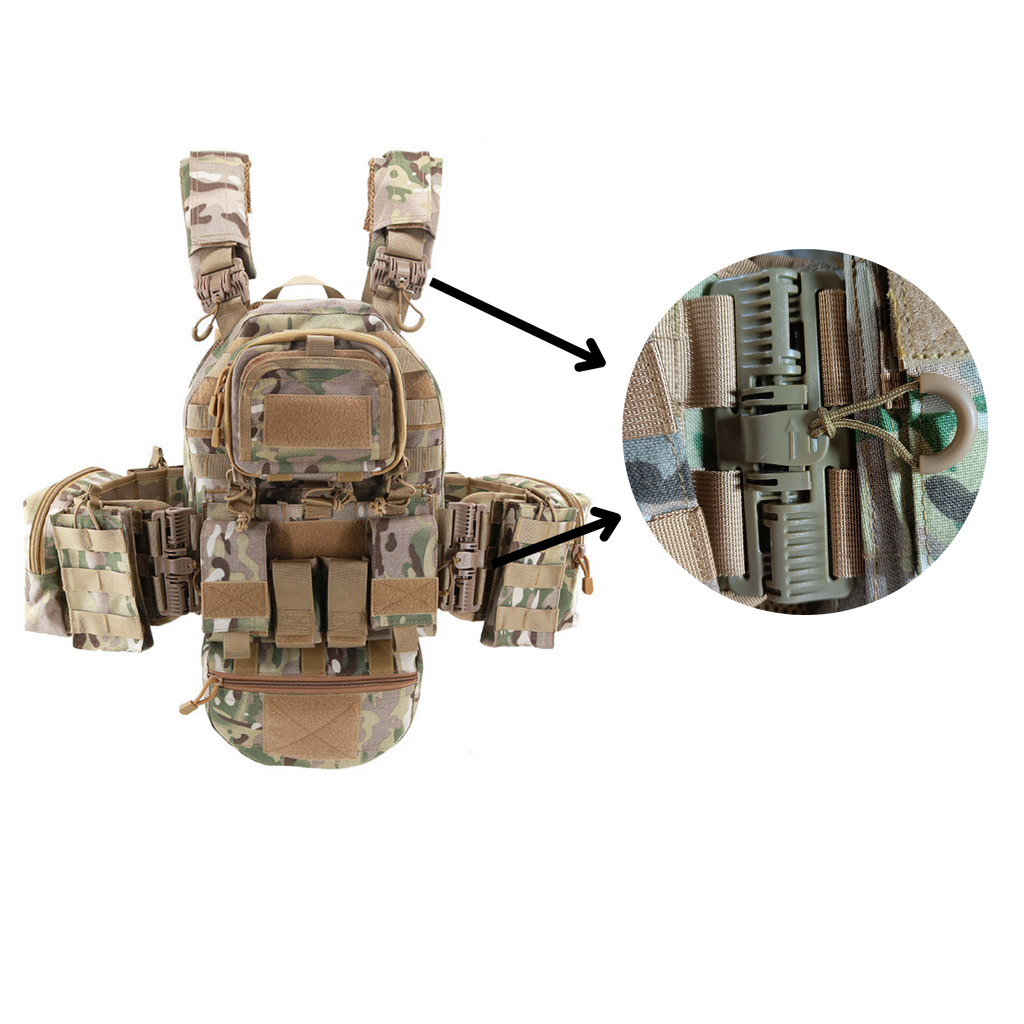 Kamizelka taktyczna treningowa z odpinanymi kieszeniami multicam MOLLE Nylon TERRANOS RAPTOR VAULT